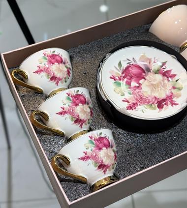 6lı Porselen Rosepink Kahve Fincanı