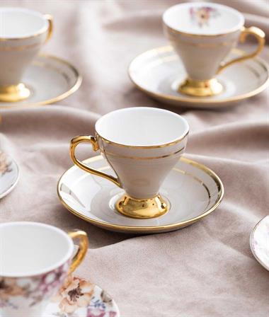 6lı Porselen Royalty Kahve Fincanı 