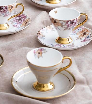 6lı Porselen Royalty Kahve Fincanı 