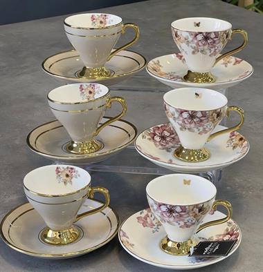 6lı Porselen Royalty Kahve Fincanı 