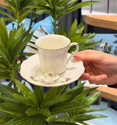 6lı Porselen White Rose Kahve Fincanı