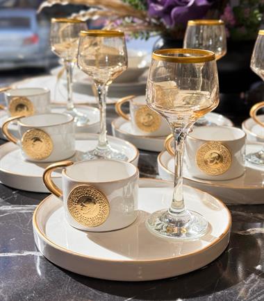 6lı Respiro Özel Seri Sunum Tabaklı Kahve Fincanı C. Altını