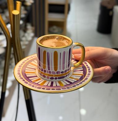 6lı Royal Color Purple Kahve Fincanı