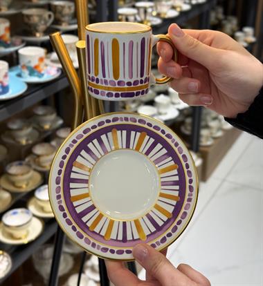 6lı Royal Color Purple Kahve Fincanı