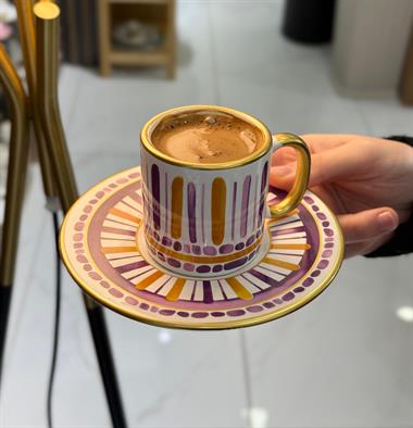 6lı Royal Color Purple Kahve Fincanı