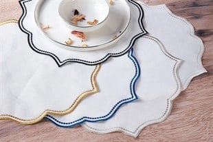 6lı Supla Nakışlı Lisa Keten Efektli - Altın