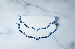 6lı Supla Nakışlı Lisa Keten Efektli - Lacivert