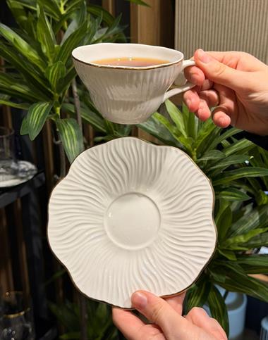 6lı Toronto Porselen Çay Fincanı - Gold