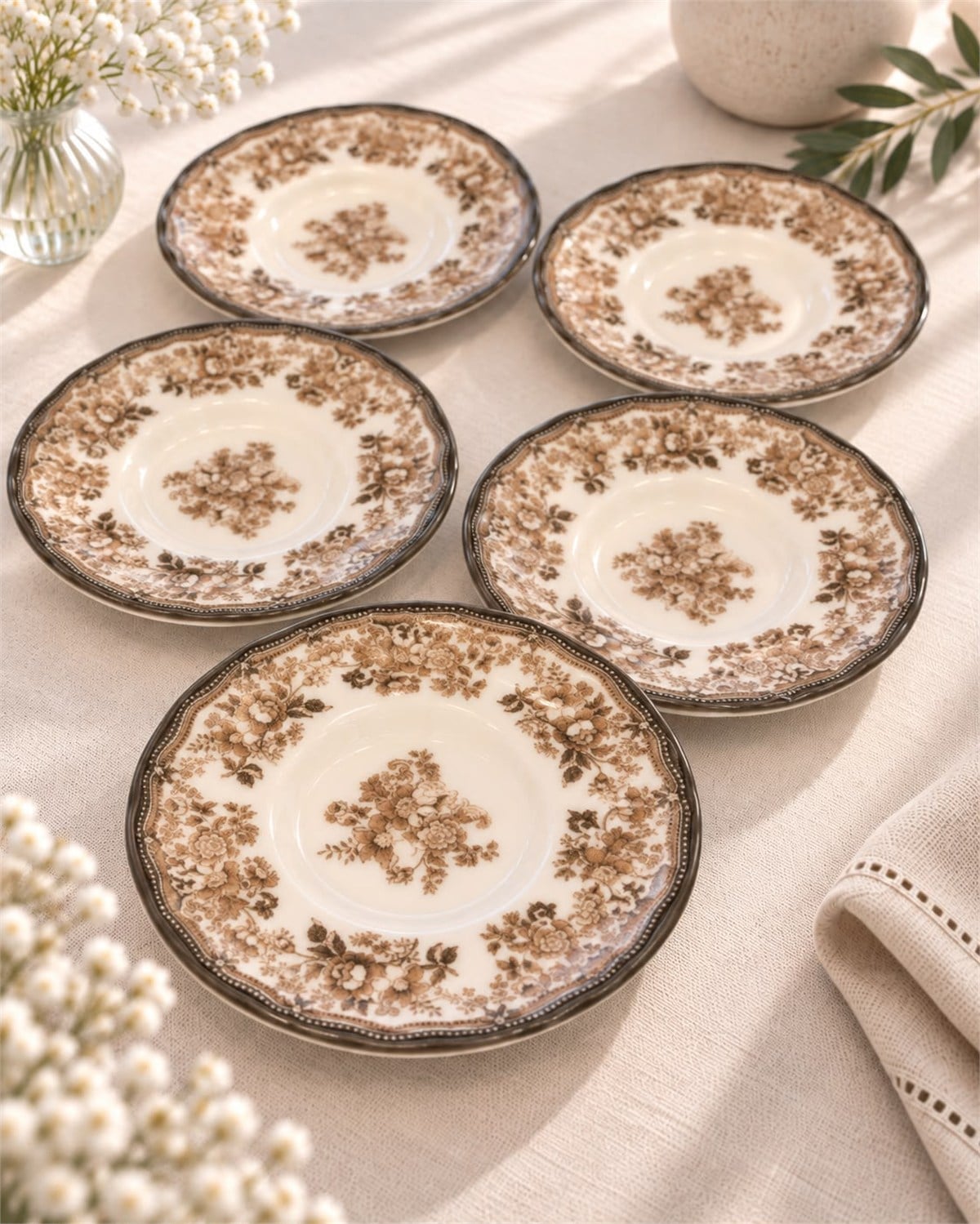 6lı Velour Brown Çay Tabağı 