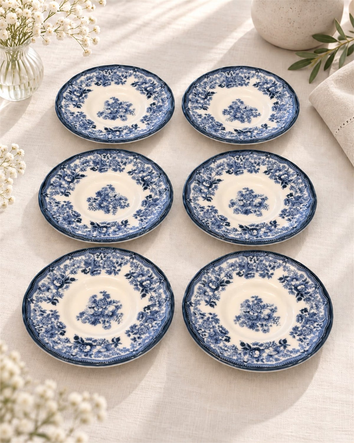 6lı Velour Navy Çay Tabağı 