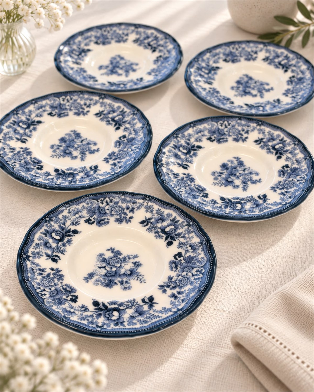 6lı Velour Navy Çay Tabağı 