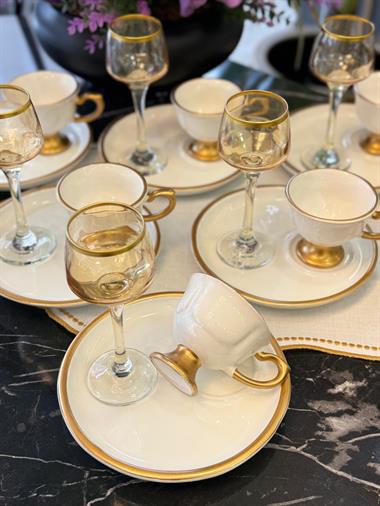 6lı Victory Sunum Tabaklı Kahve Fincanı Beyaz