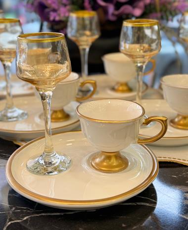 6lı Victory Sunum Tabaklı Kahve Fincanı Beyaz