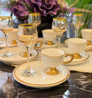 6lı Victory Sunum Tabaklı Kahve Fincanı Beyaz