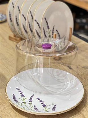 8 Parça Lavander Kek Fanuslu Pasta Seti