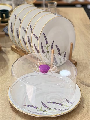 8 Parça Lavander Kek Fanuslu Pasta Seti