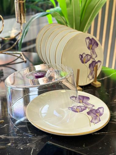 8 Parça Lotus Kek Fanuslu Pasta Seti