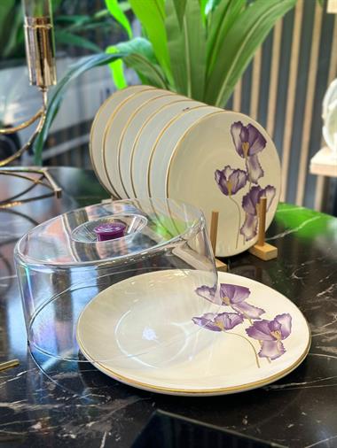 8 Parça Lotus Kek Fanuslu Pasta Seti