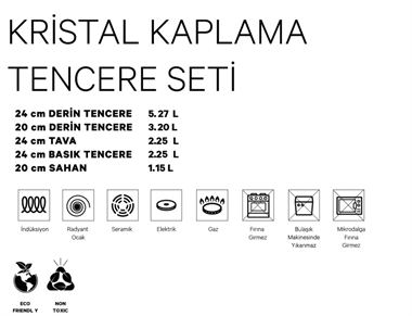 8 Parça ProChef Cooker Kristal Kaplama Tencere Seti Bordo