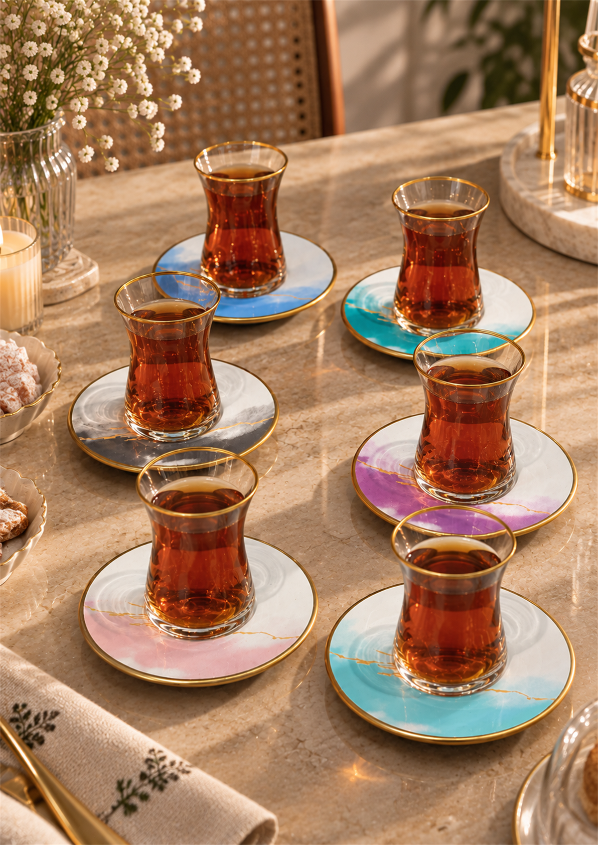 Aura 12 Parça 6 Kişilik Çay Seti