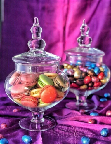 Ayaklı Kapaklı Cam Kurabiyelik & Şekerlik & Drajelik