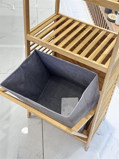 Bambu Kirli Çamaşır Sepeti Raflı