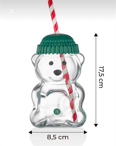 Barista Cam Soğuk İçecek Bardağı Ayıcıklı Bardak 500 ml 