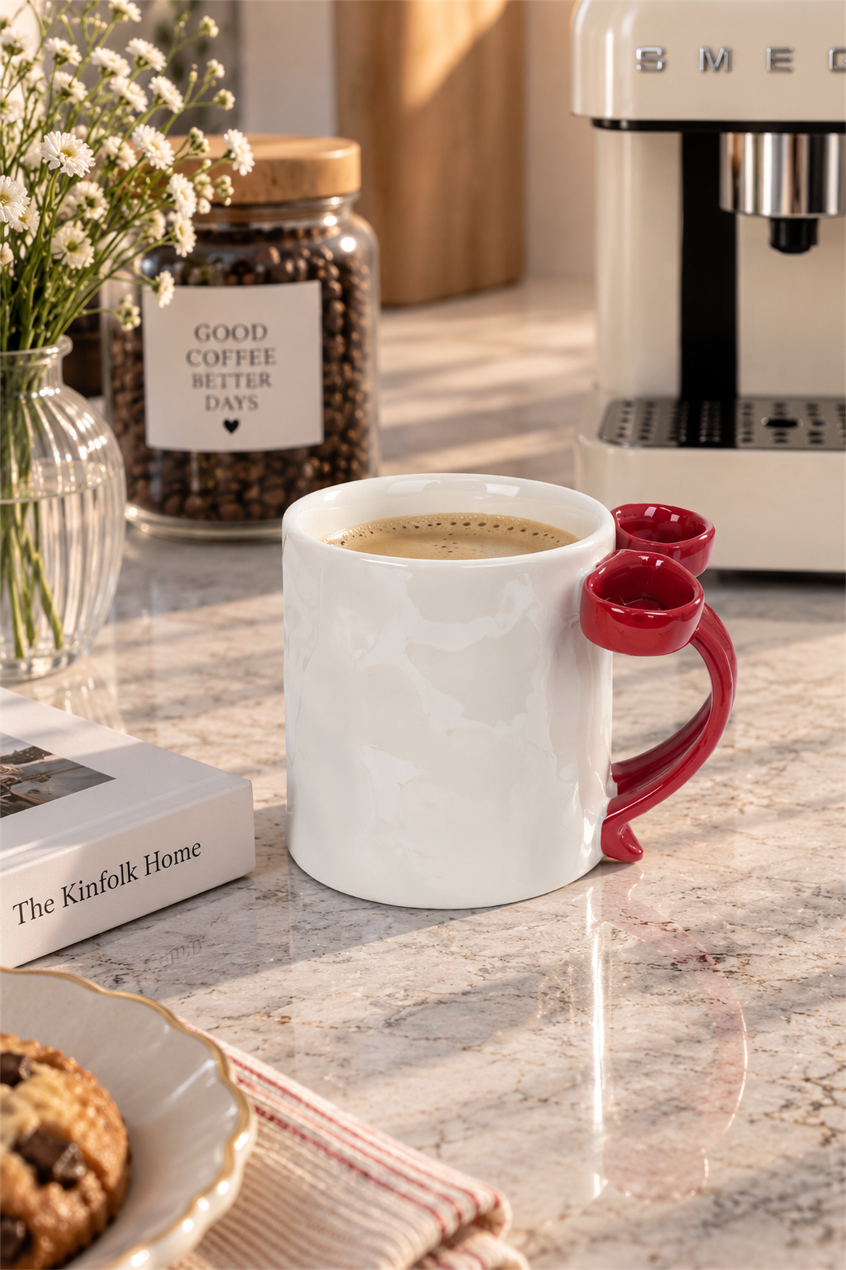 Bowi Lüsterli Kırmızı Porselen Kupa 350  ML