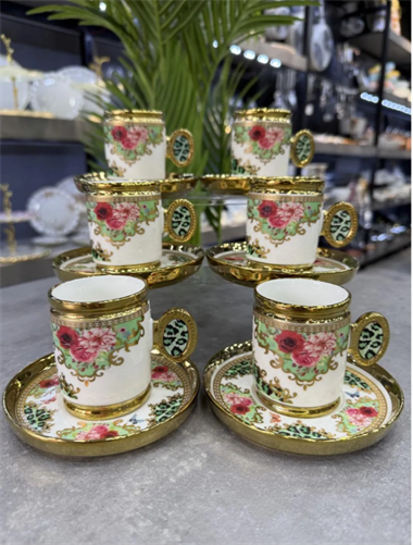 Caviar Lüx Porselen 6 Lı Fİncan Takımı Green