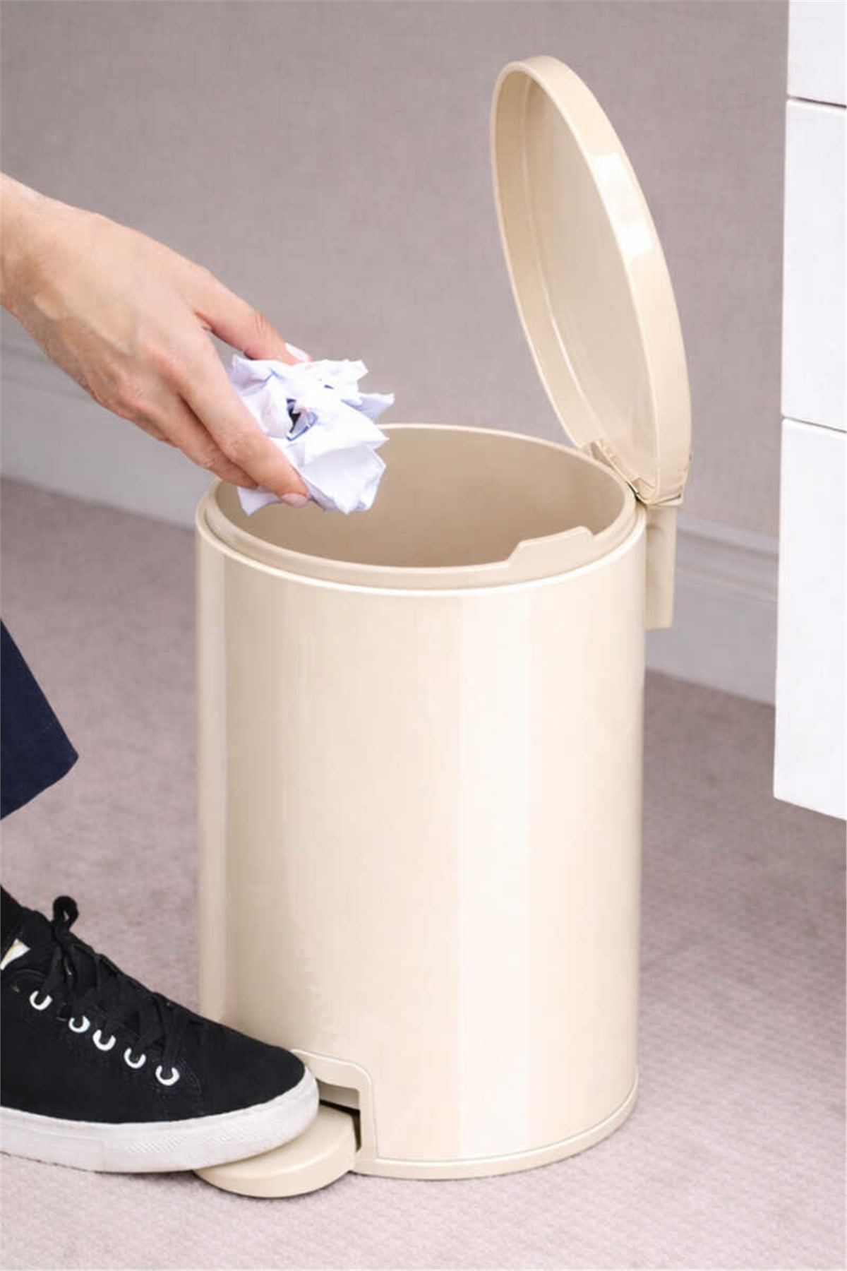 Cigo 3 LT Banyo Mutfak Ofis Çelik Çöp Kovası - Bej