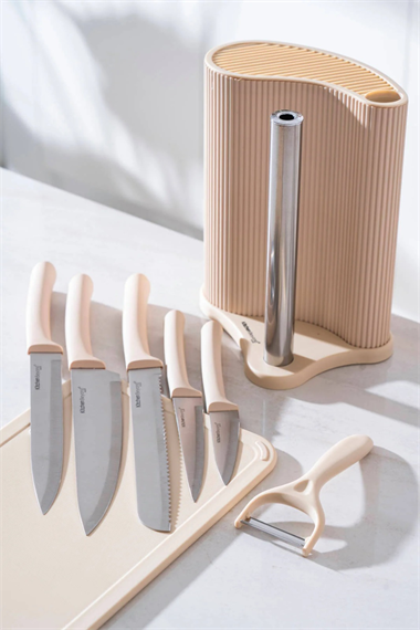 Vanni Cooper 8 Parça Standlı Kesme Tahtası Ve Bıçak Seti