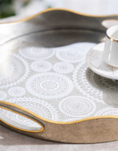 Cora 2li Bronz Cam Tepsi - 39.5/34 cm