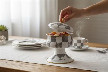 Damas Emaye Ayaklı Şekerlik