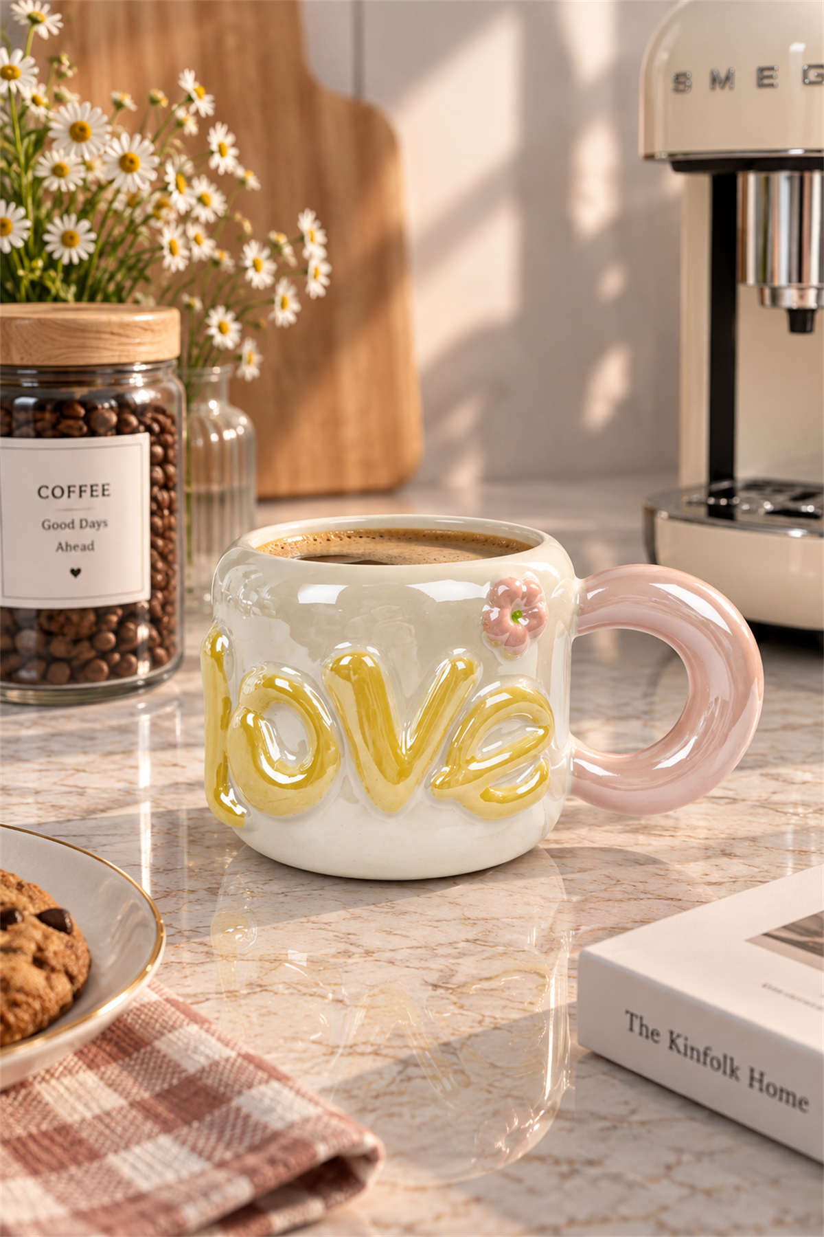 Dear Love Lüsterli Sarı Porselen Kupa 480  ML