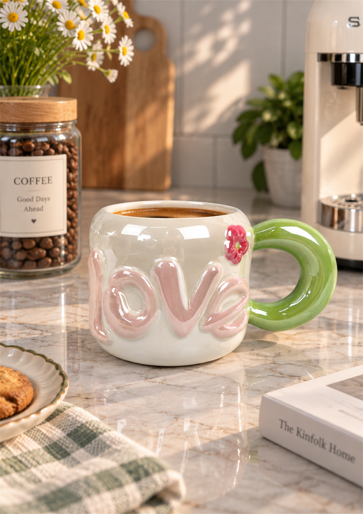 Dear Love Lüsterli Yeşil Porselen Kupa 480  ML