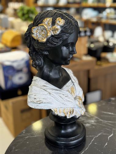 Dekoratif Beyaz Gold Detaylı Ophelia Heykel Biblo Obje