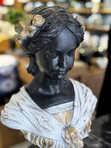 Dekoratif Beyaz Gold Detaylı Ophelia Heykel Biblo Obje