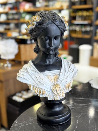 Dekoratif Beyaz Gold Detaylı Ophelia Heykel Biblo Obje