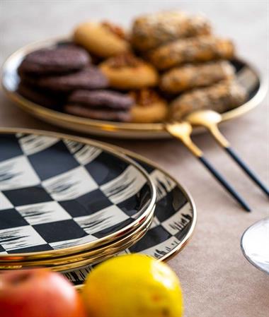 Emaye Damalı 7 Parça Pasta İkram Seti