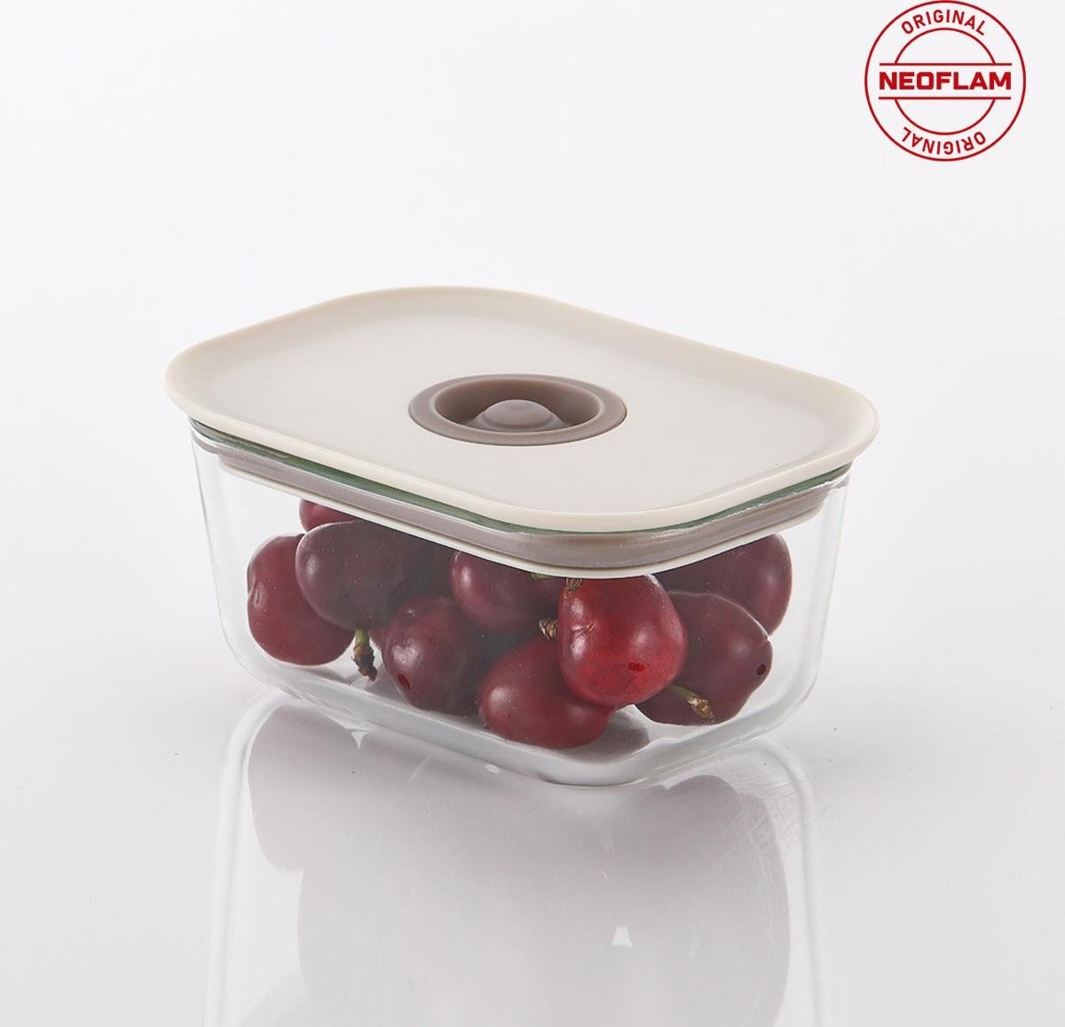 Fika Clik Dikdörtgen Cam Saklama Kabı 470 ML - Bej