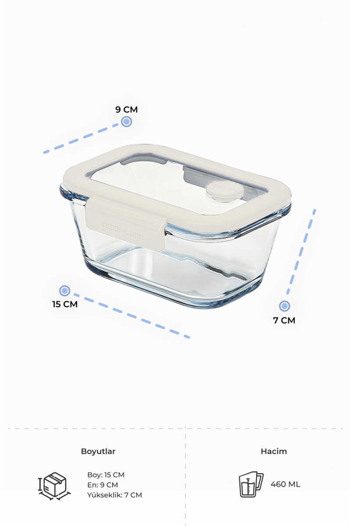 Fika Glace Vakumlu Cam Saklama Kabı 460 ML - Bej
