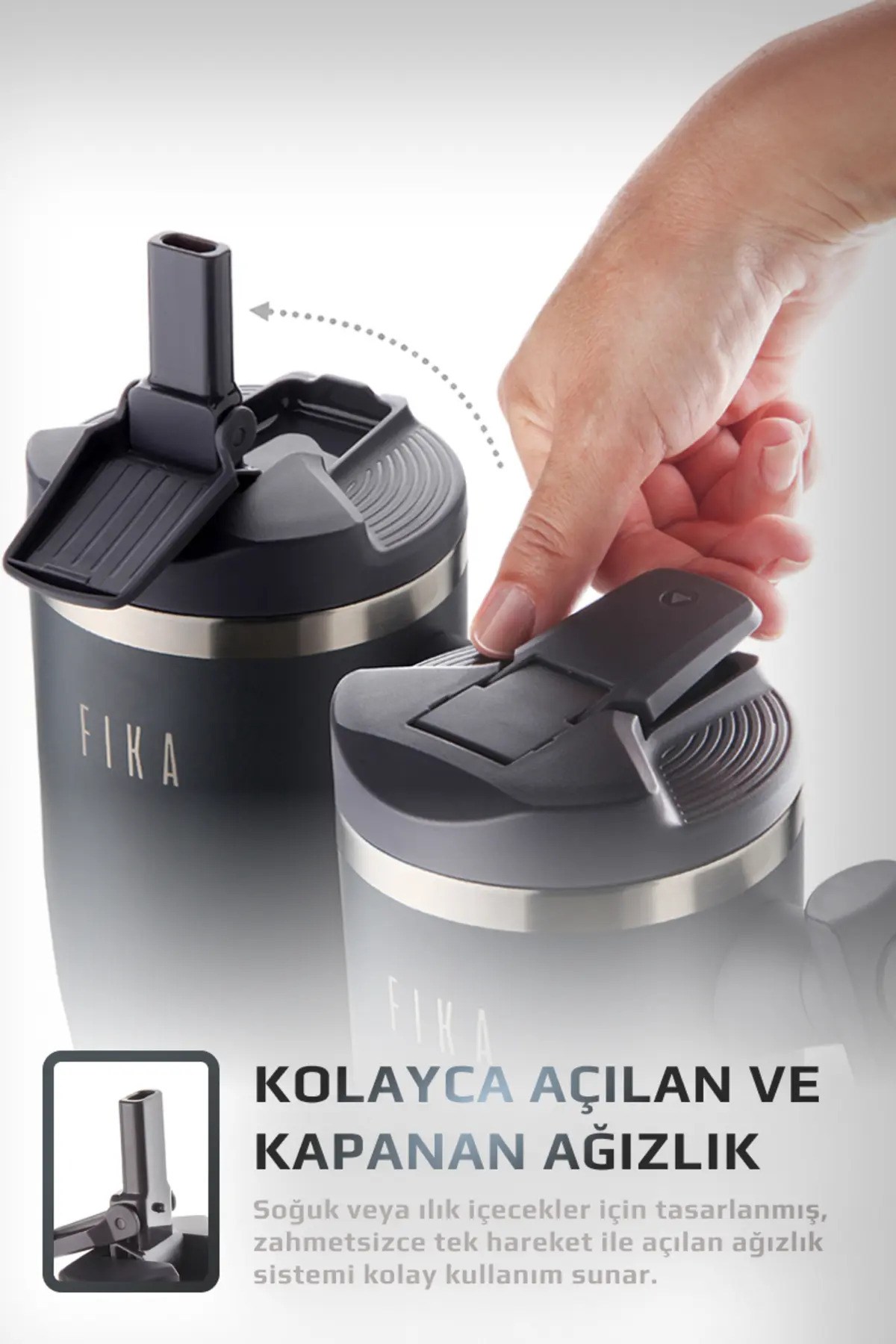 Fika Lumi Döner Kulplu Termos 1200 Ml - Antrasit
