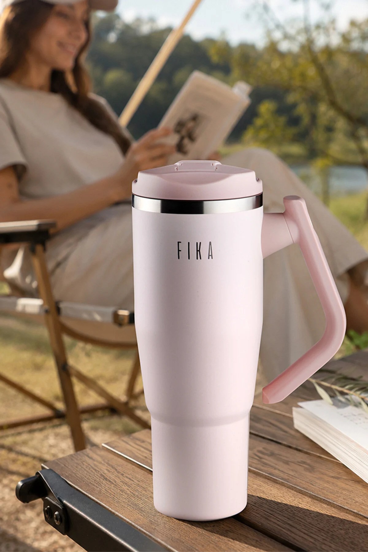 Fika Lumi Döner Kulplu Termos 1200 Ml - Pudra