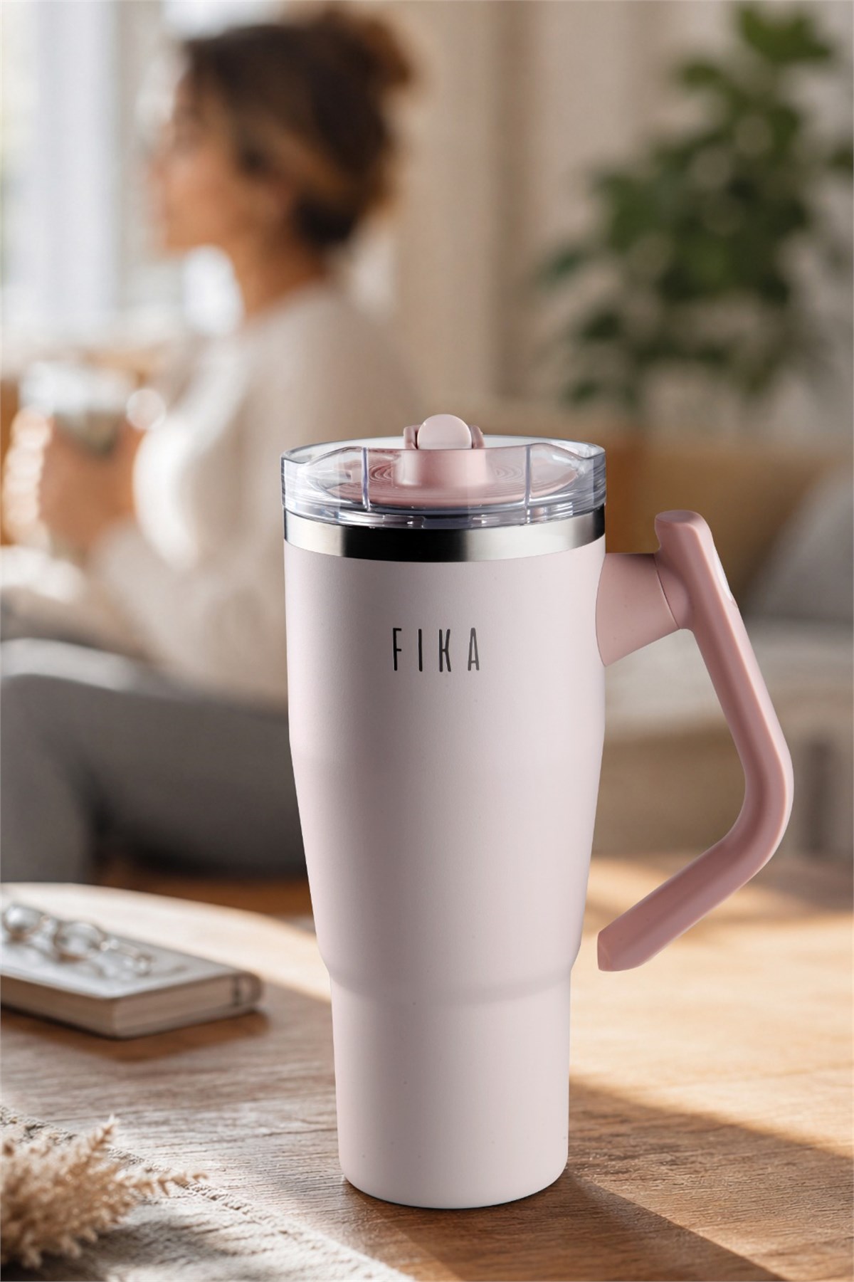Fika Lumi Döner Kulplu Termos 1200 Ml - Pudra