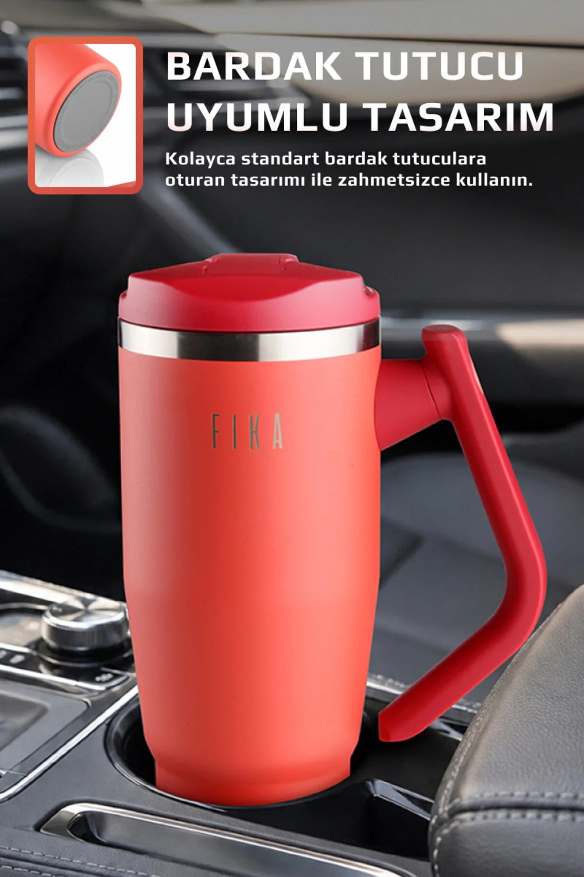 Fika Lumi Döner Kulplu Termos 1200 Ml - Kırmızı