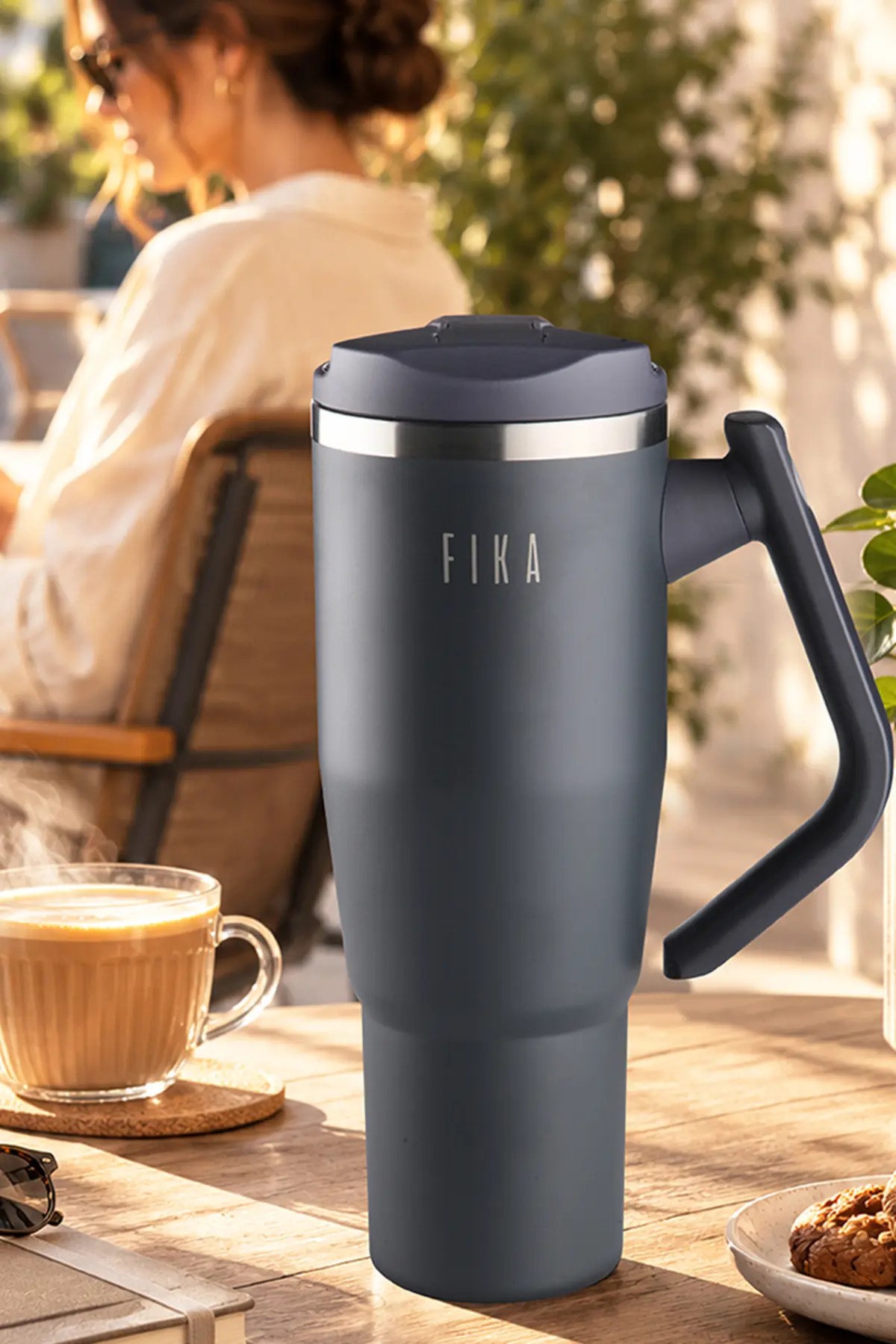 Fika Lumi Döner Kulplu Termos 1200 Ml - Antrasit
