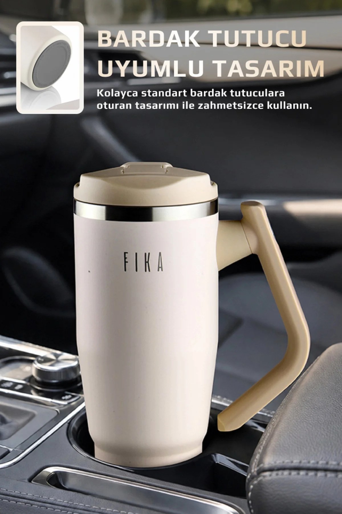 Fika Lumi Döner Kulplu Termos 1200 Ml - Bej