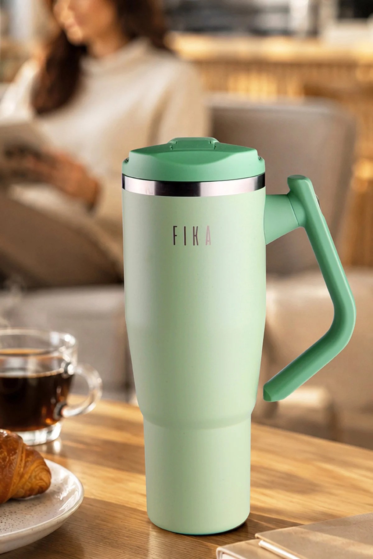Fika Lumi Döner Kulplu Termos 1200 Ml - Mint Yeşili