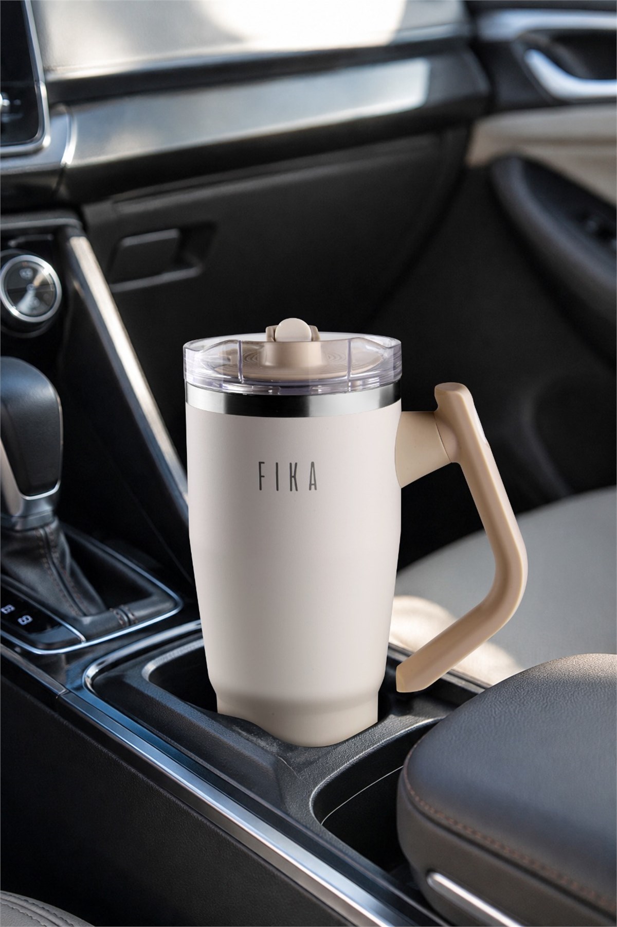 Fika Lumi Döner Kulplu Termos 950 Ml - Bej