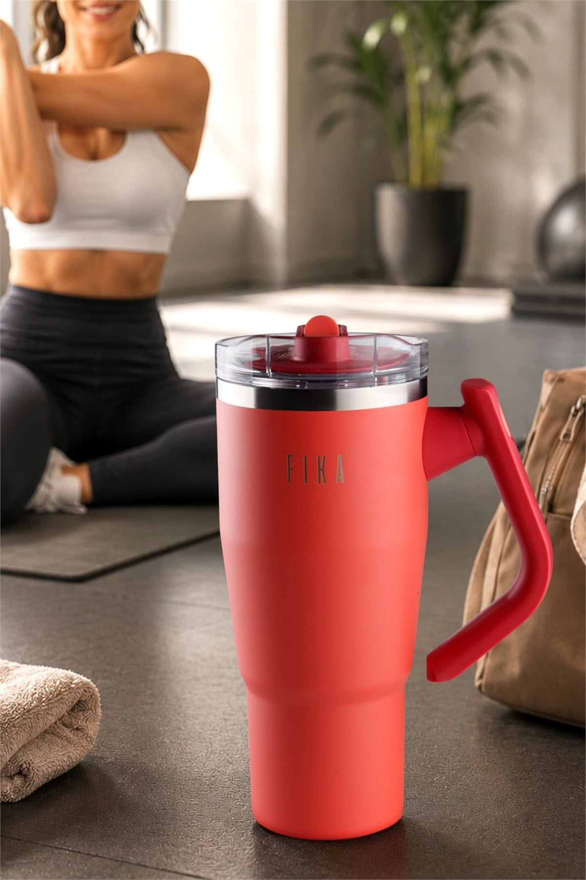 Fika Lumi Döner Kulplu Termos 950 Ml - Kırmızı